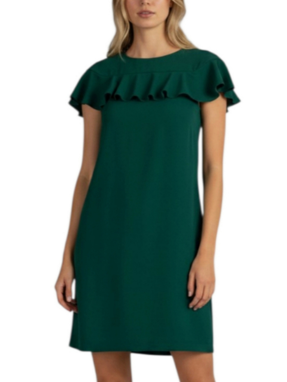 Trina Turk Splash Shift Dress Size 10 in Green Ruffled Boho Chic Resort Wedding